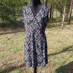 Apt. 9 Black and White Patterned Midi Dress
